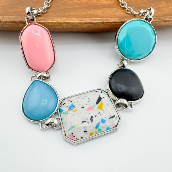 Vintage 90s Pop Necklace Colorful Adjustable Fun Retro Chain Lightweight - Picture 3 of 11